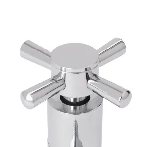 GoodHome Gloss chrome effect Angled Manual Radiator valve & lockshield Cross top, Pack of2