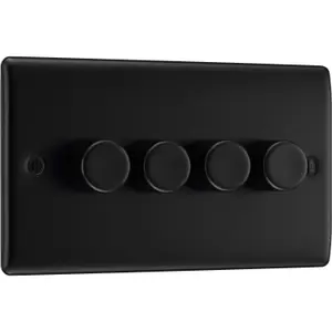 BG Nexus Metal 200W Quadruple Wall Dimmer Switch, 2 Way, Matt Black