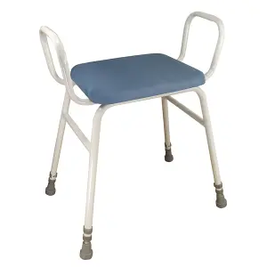 Perching Stool with Arms - 500 650mm Adjustable Height - Padded Wipe Clean Seat