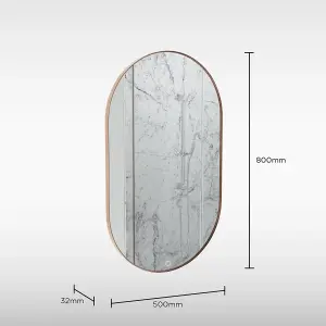 Sensio Nebula Bronze effect Oval Wall-mounted Bathroom Illuminated mirror (H)80cm (W)50cm