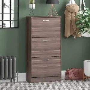 Vida Designs 3 Drawer Shoe Storage Cabinet Walnut