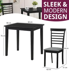 Hallowood Furniture Ledbury Small Dining Table with 2 Chairs in Black Finish