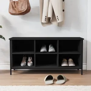 Berkfield Shoe Cabinet Black 100x35x50 cm Engineered Wood