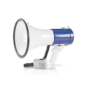 Megaphone 1500m Range with Detachable Microphone, Built-In Siren & Shoulder Strap