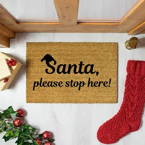 Santa Please Stop Here Doormat