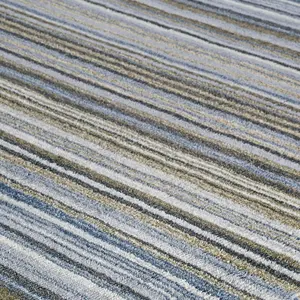 Melrose Mubai Stripe Wool Made Grey Area Rug 120/170cm