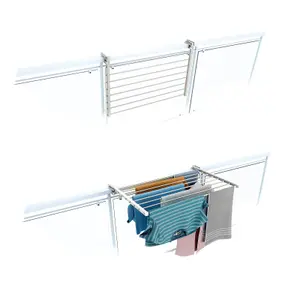 Duo 82, Folding clotheshorse for balustrades, exteriors and balconies, Width 82 cm White