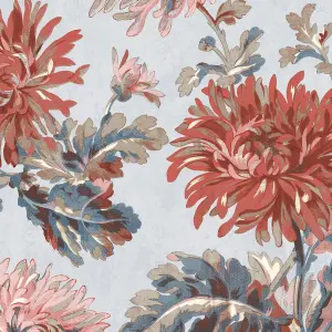 Laura Ashley Maryam Crimson Floral Smooth Wallpaper