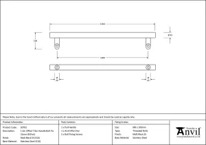 From The Anvil Matt Black (316) 1.2m Offset T Bar Handle Bolt Fix 32mm Dia.