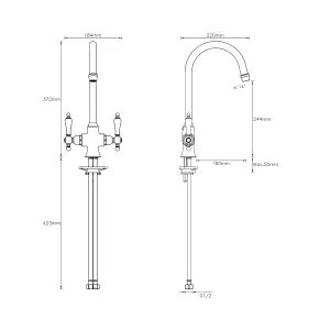 Cooke & Lewis Apsley Chrome effect Kitchen Twin lever Tap