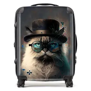 Birman Cat Face Glasses And Hat Splashart Suitcase - Large