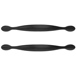 GoodHome Chervil Matt Black Kitchen cabinets Bow Pull Handle (L)15.86cm (D)35mm, Pack of 2