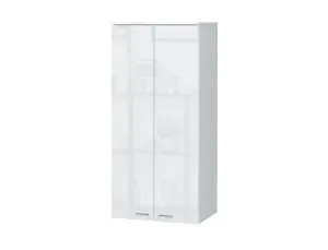 Wall Cabinet Storage Unit Bookcase Cupboard White Gloss Tall Shelving Sol