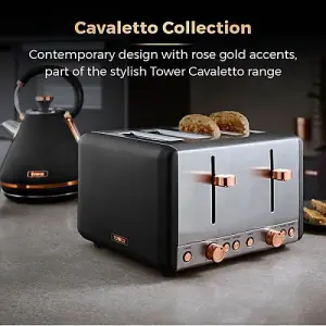 Tower Cavaletto Pyramid Kettle and 4 Slice Toaster Set Black