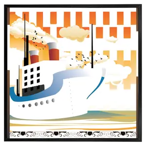 Art deco ship (Picutre Frame) / 12x12" / Grey