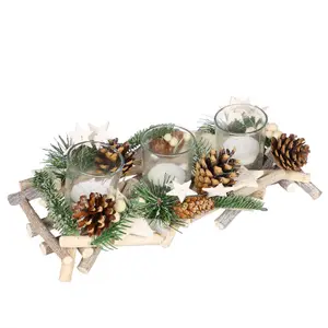 Nordic Trio Tealight Xmas Table Decoration Centrepiece Christmas Décor Candle Holder