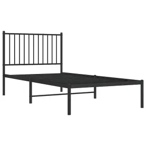 Berkfield Metal Bed Frame with Headboard Black 90x190 cm 3FT Single