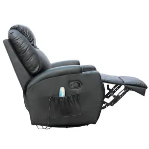 WestWood Bonded Leather Massage Sofa Swivel Chair Cinema Recliner Heating Function Black