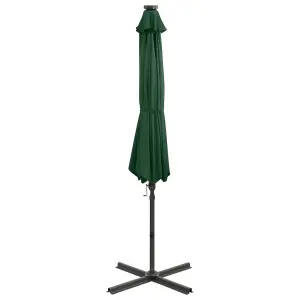 Berkfield Cantilever Umbrella with Pole and LED Lights Green 300 cm