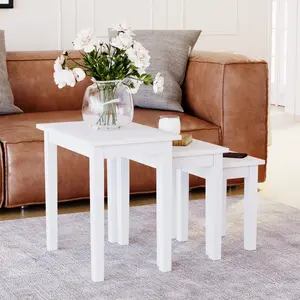 Analynn 3 Piece Nest of Tables White / White