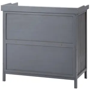 Outsunny Garden Storage Cabinet Potting Bench Table with Galvanized Top, Grey