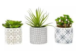 Fiori Set of 3 Succulents in Henna Ceramic Pots Artificial Plant Foliage