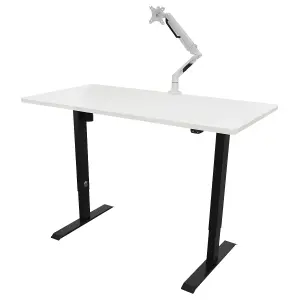 Dellonda White Electric Adjustable Standing Desk, Quiet, Home Office, 1400x700mm