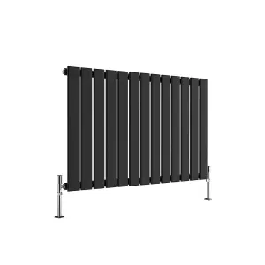 Horizontal Black Single Flat Panel Radiator (H) 600 mm x (W) 884 mm, 2854 BTU.