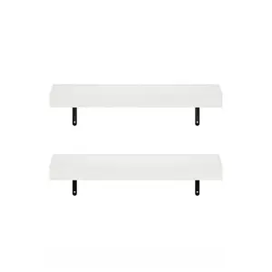 Beyhan Wall Mounted Floating Display Shelves, Set of 2 White Texture / 4.19cm H x 57cm W x 23.8cm D