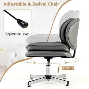 Costway Armless Home Office Chair Upholstered Swivel Computer Chair Height Adjustable Vanity Chair