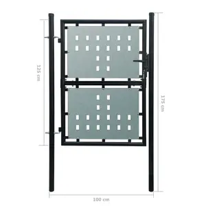 Crabtree Metal Door Fence Garden Mesh Gate with Lock Patio Fencing Terrace 100 x 175 cm