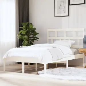 Berkfield Bed Frame White Solid Wood Pine 140x200 cm