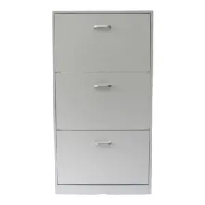 White SHOE CABINET 3 DRAWER STORAGE CUPBOARD