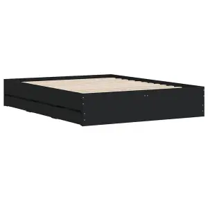 Berkfield Bed Frame with Drawers without Mattress Black 140x190 cm