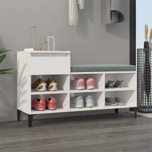 Berkfield Shoe Cabinet High Gloss White 102x36x60 cm Engineered Wood