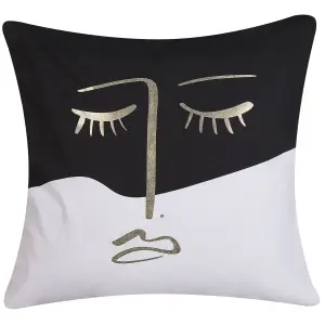 Set of 2 Cushions ABELIA Boucle 45 x 45 cm Abstract Black-White