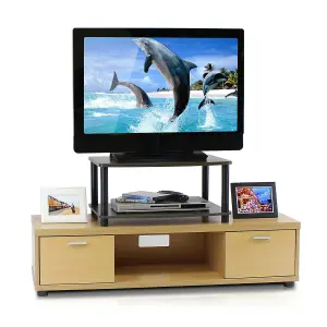 Furinno Turn-N-Tube No Tools 2-Tier Elevated TV Stands, Dark Brown/Black