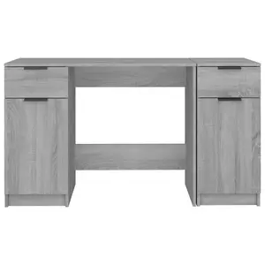 Berkfield Desk with Side Cabinet Grey Sonoma Engineered Wood