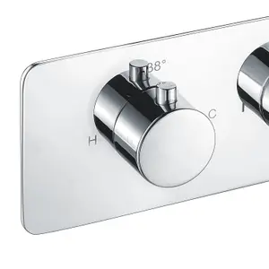 2 Dial 2 Way Round Thermostatic Concealed Valve Diverter & Shower Handset & Bath Filler Waste