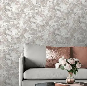 Metallic Ripple Liquid Marble Elixir Swirl Rose Gold Shimmer Wallpaper WD0041