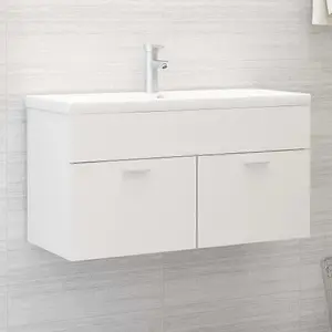 Berkfield Sink Cabinet with Built-in Basin White Engineered Wood