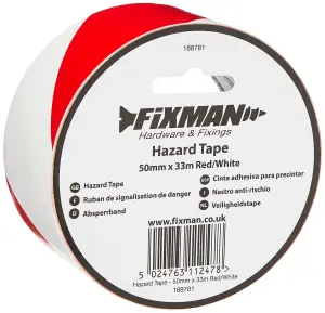 Fixman Hazard Tape - 50mm x 33m Red/White