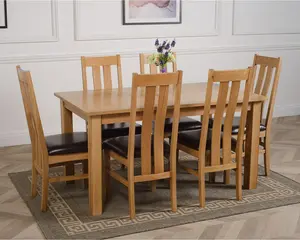 Oslo 150 x 90 cm Medium Oak Dining Table and 6 Chairs Dining Set with Princeton Chairs