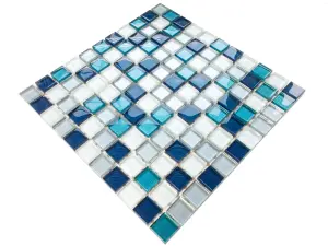 Glass mosaic on mesh for bathroom or kitchen 300mm x 300mm - Topaz