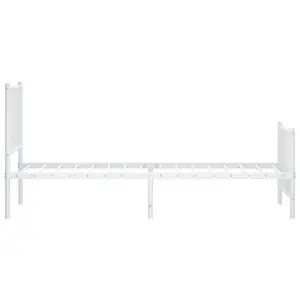 Berkfield Metal Bed Frame with Headboard and Footboard White 75x190 cm 2FT6 Small Single