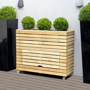 Forest Garden Linear Natural Timber Rectangular Planter (H)97.2cm (W)120cm