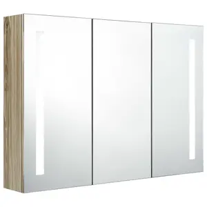 Berkfield LED Bathroom Mirror Cabinet 89x14x62 cm Oak