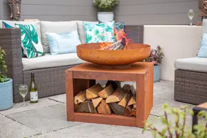 La Hacienda Kuda Medium Firepit - Oxidised/Steel - L60 x W60 x H57 cm - Natural