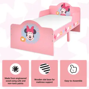 Disney Classic Minnie Mouse Toddler Bed: Sturdy Engineered Wood Construction, Fits 140cm x 70cm Mattress (Mattress not included)