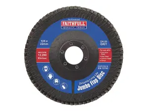 Faithfull Zirconia Jumbo Flap Disc ZA120 125mm for Angle Grinders